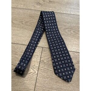 Vintage Christian Dior Cravates Silk Tie Navy Geometric Paris New York